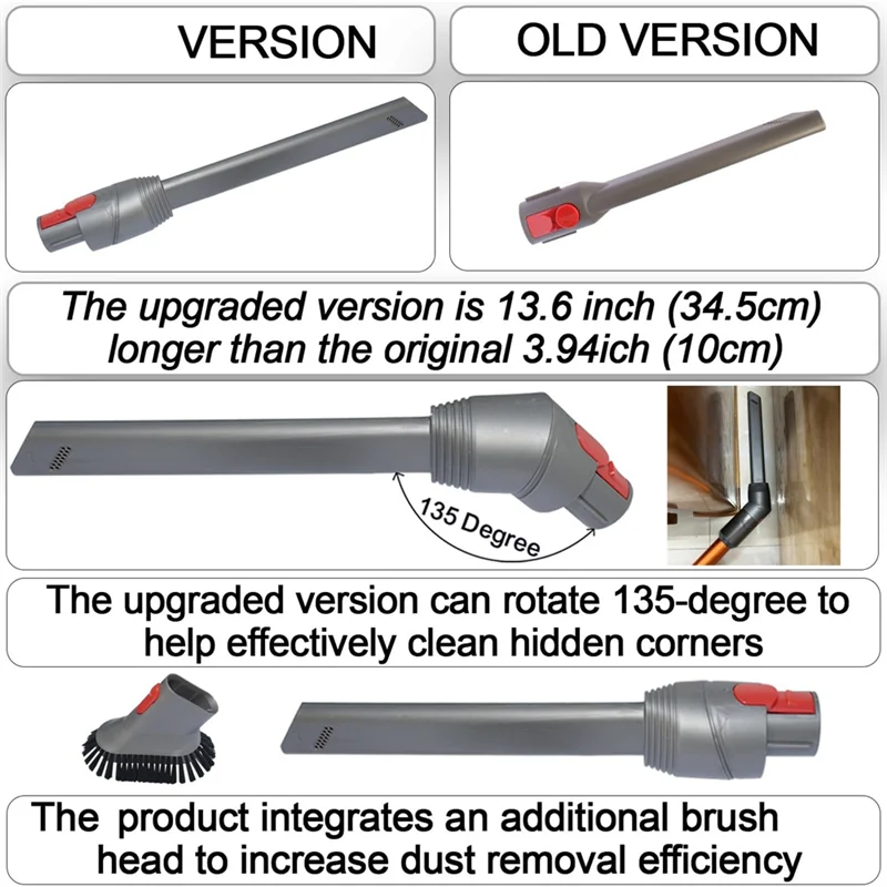 

AT51-For Dyson V15 V11 V10 V8 V7 Vacuum Attachments Gap Cleaning Tool For Car Dryer Vent And Corner Vacuum Dust Brush