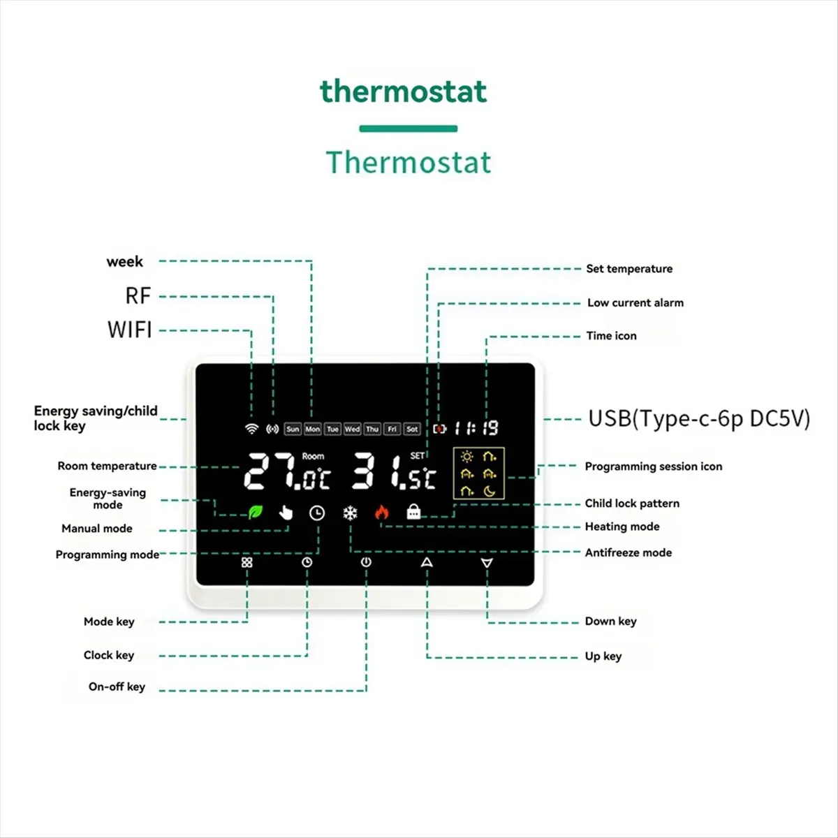Y32A منظم حرارة واي فاي ذكي، وحدة تحكم في درجة الحرارة اللاسلكية من تويا لتسخين مياه غلاية الغاز، تعمل مع التحكم المنزلي