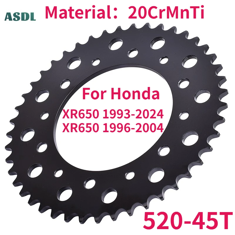 

Motorcycle 520 Chain 45T Rear Sprocket for Honda XR650L XR 650 L L-P S T V W X Y 1-9 L-J K L L-M N P R 93-24 XR400 XR400R 96-04