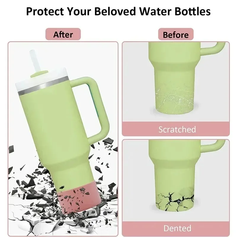 Protecteur de bottes en Silicone pour tasse d'eau, 2 pièces, manchon inférieur antidérapant, manchon de Base de tasse Simple et moderne pour accessoire de tasse Stanley