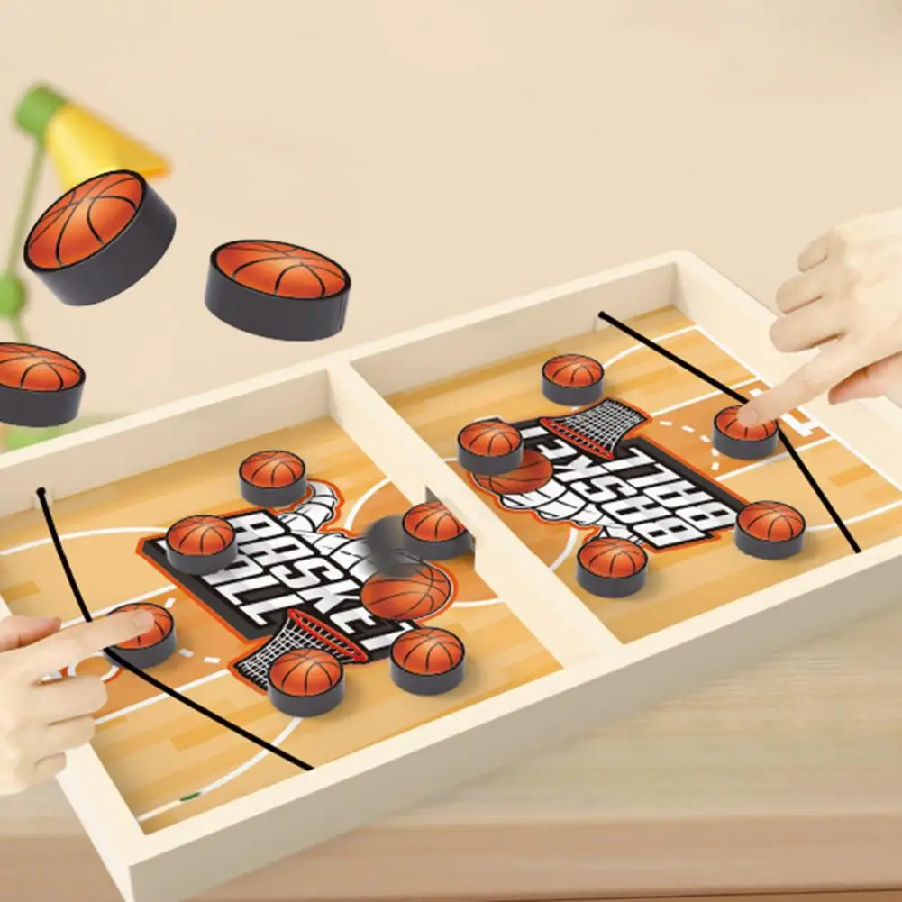 Board Game for Kids Wooden Hockey Board Game for Speed Accuracy Testing Parent-child Fun Fast Sling Puck Chess Piece Toy