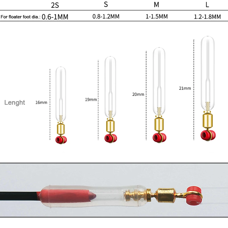 10pcs/Lot Fishing Floats Foot Mounting Holders Copper Silicone Swivels 360 Degree Rotating Freely Fishing Accessory