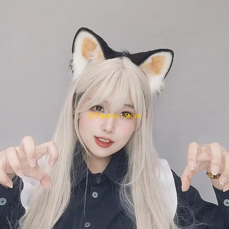 Y5gc menor panda orelha bandana estudantes carnavais anime personagem hairband animal orelha bandana pelúcia cabelo hoop