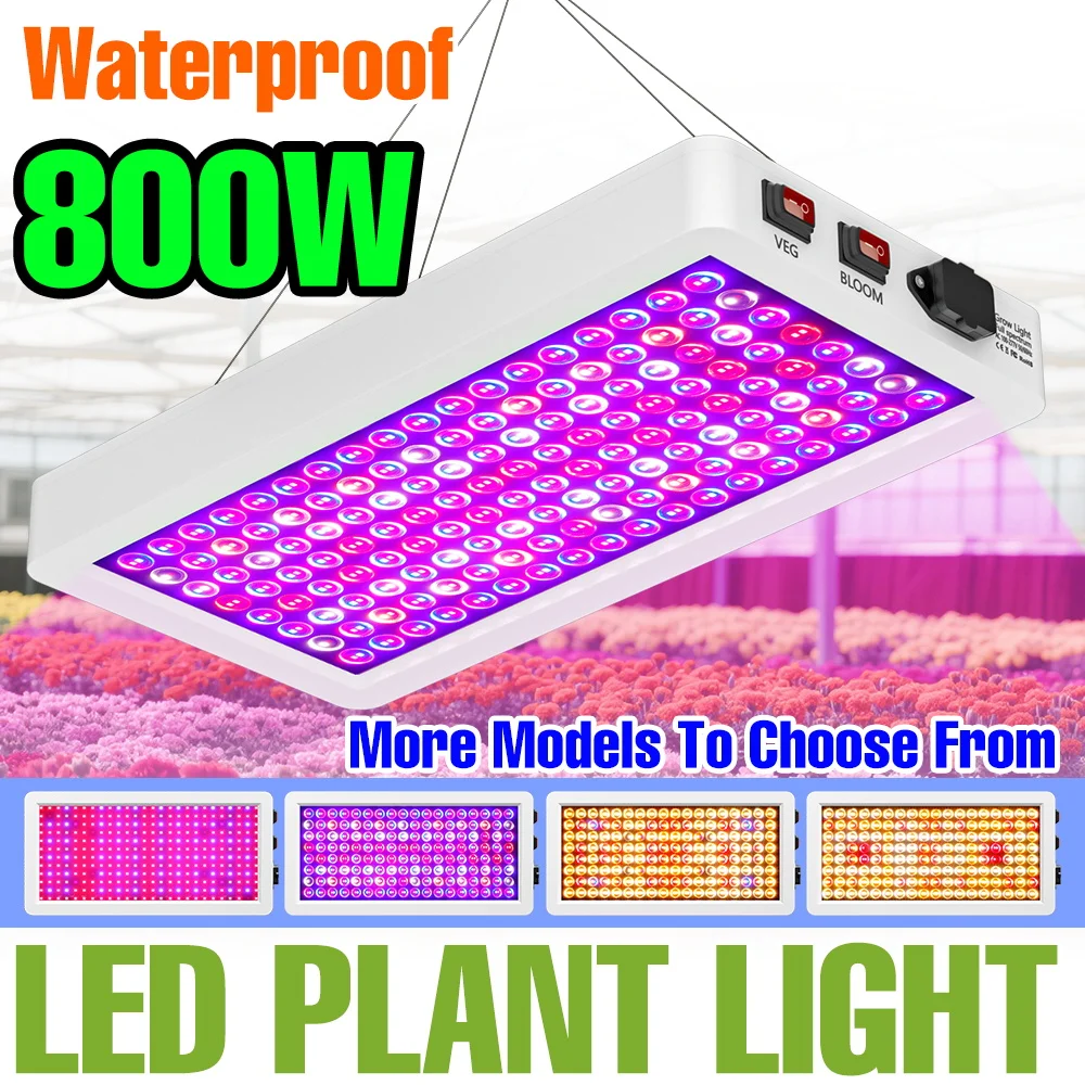 800W LED Plant Grow Light Full Spectrum Greenhouse Tent Vegetable Potted Flower Hydroponics Cultivation Lamp IR UV Fill Lighting