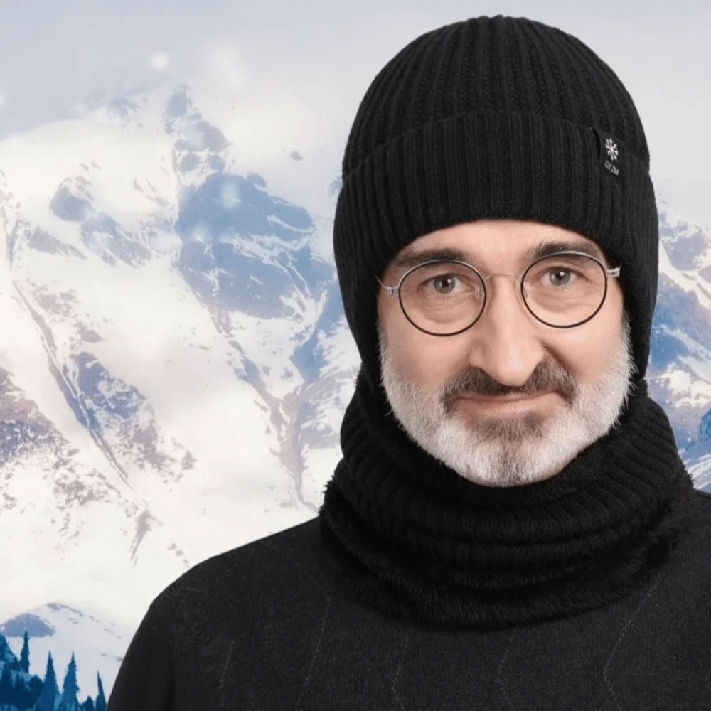 

Fashion Thick Hat Scarf Set Neck Warm Knitted Beanie Hat Keep Warm Bib Ear Protection Hat Riding