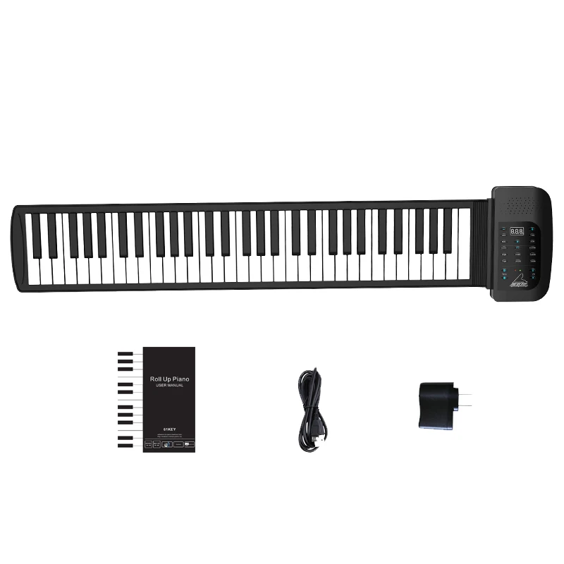 New Portable 61 Keys Flexible Silicon Roll Up Piano USB Electronic MIDI Keyboard Hand Rolled Musical Instrument