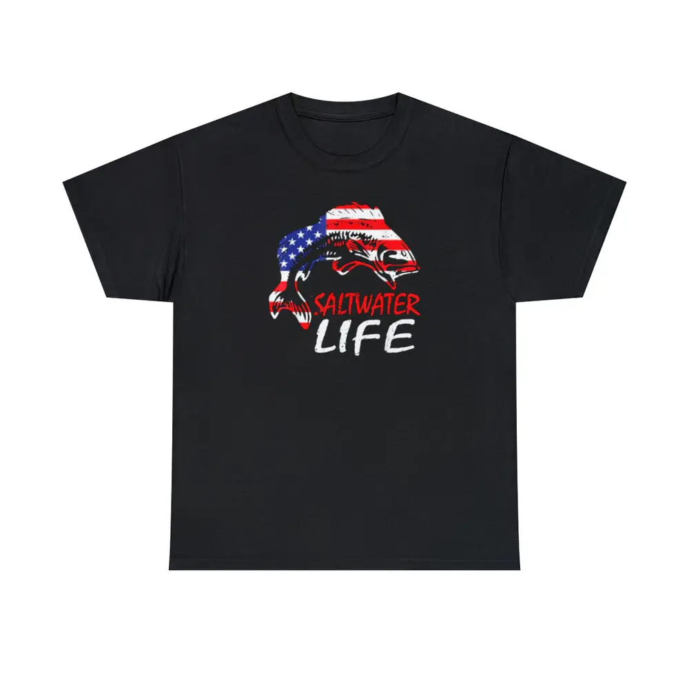 Saltwater American Flag Cotton Tee Anime Graphic T-shirts For Men Clothing Women Tees Y2K Tops