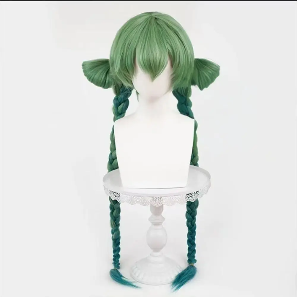 ‌Hatsune Miku Zombie Cosplay Wig - Realistic Twin Tails with Tiger Clips Ombre Braided Hair Anime Convention Costume Accessories