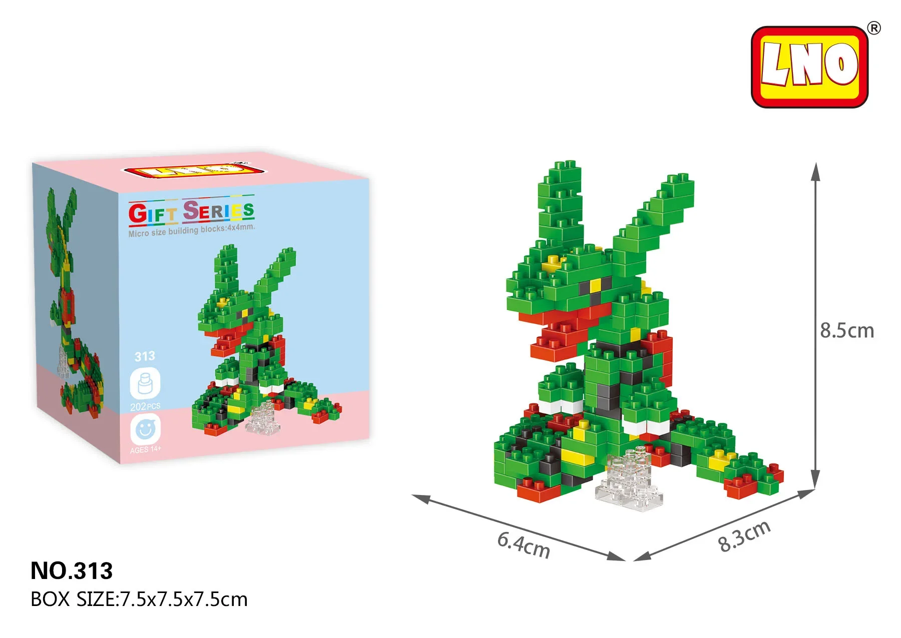 LNO Pokemon Micro Building Blocks Rayquaza Rowlet Mega Charizard Cyndaquil Kyogre Grookey DIY 3D Model Mini Brick Figures Toy