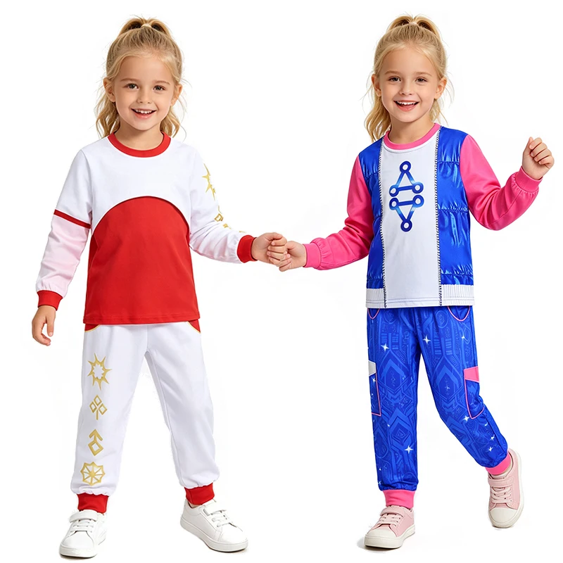 New Zombies Long Sleeve Printed Top and Pants Casual Girls Clothes Halloween Cosplay Themed Party Performance Children's Costume
