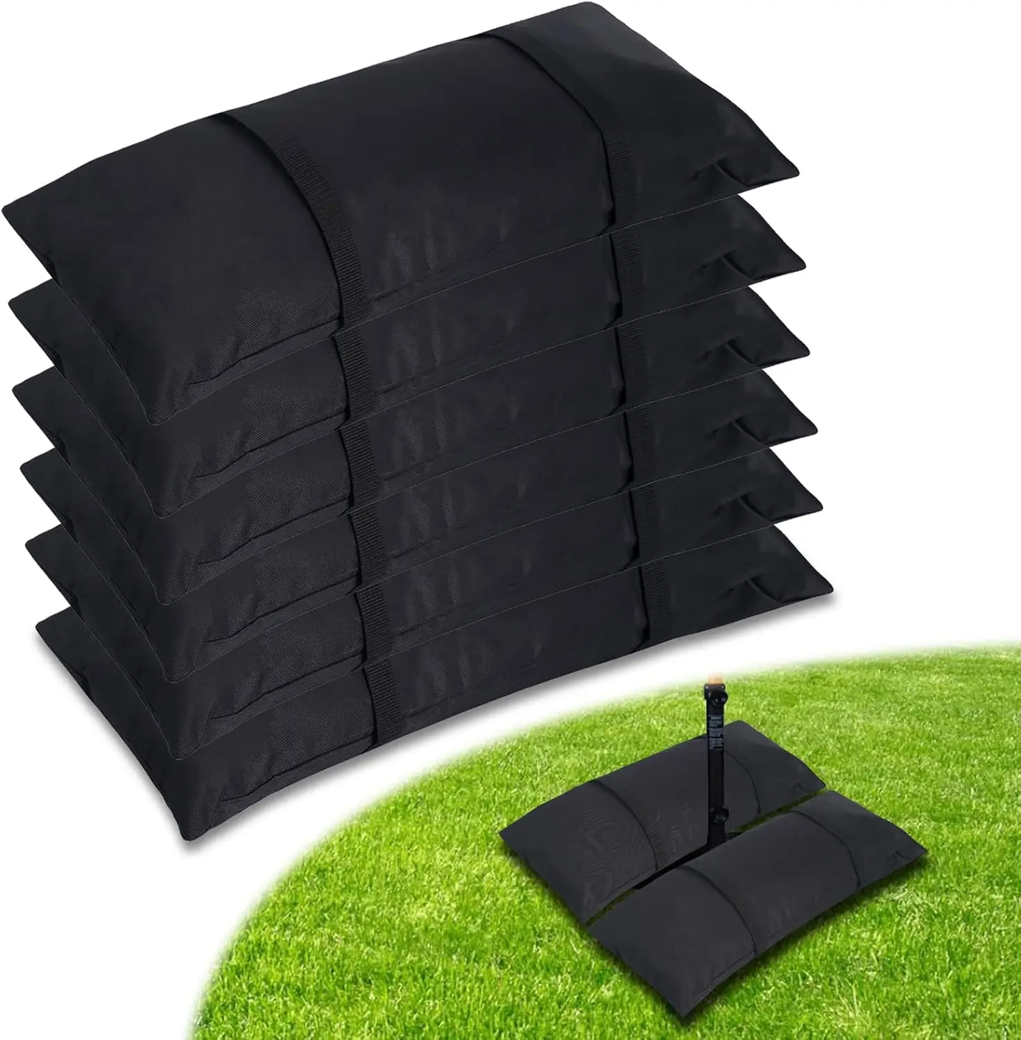 Umbrella Base Weights Sand Bags, 6 x 55LBS Fillable Sandbags for Outdoor Umbrella Stands, Cantilever Umbrellas, Trampoli