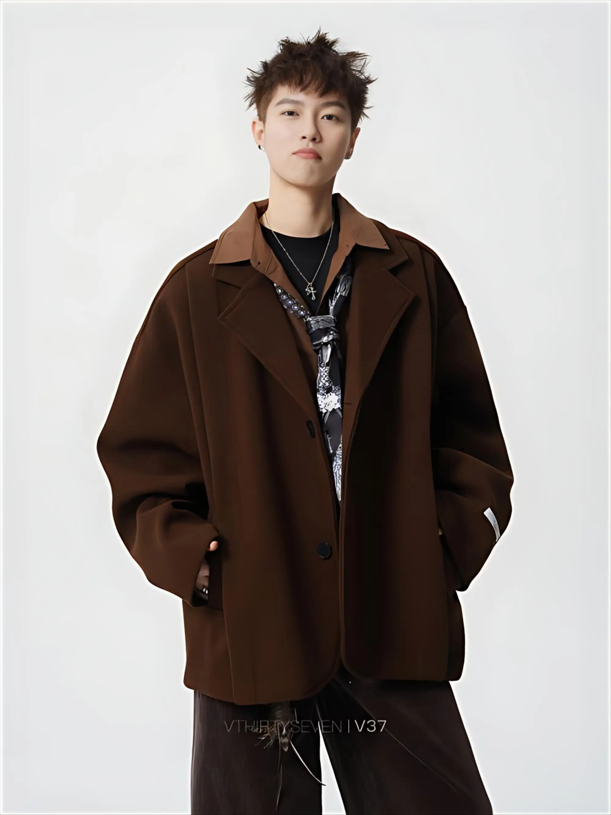 

Мужская элегантная куртка из смесовой шерсти, глянцевая, модная, повседневная, в городском стиле, с длинными рукавами, приталенная, на пуговицах, в стиле BF