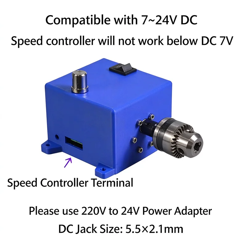 Mini Bench Drill Press 545 DC 24V Reversible Variable Speed Micro Drill 30-600 RPM For PCB Jewelry Woodworking