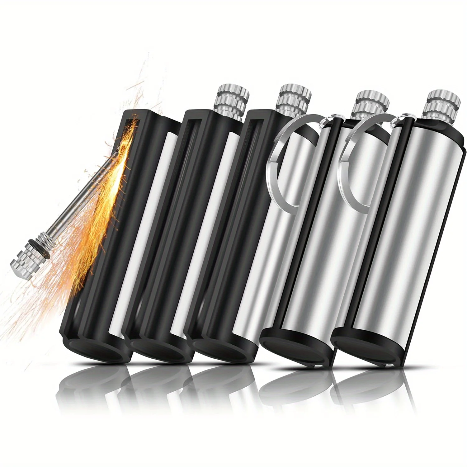 

Fastest Shipping-2025-Upgraded Version 5-Pack Stainless Steel Flint Lighter - Outdoor Camping Emergency Survival Ignitor (No Fue