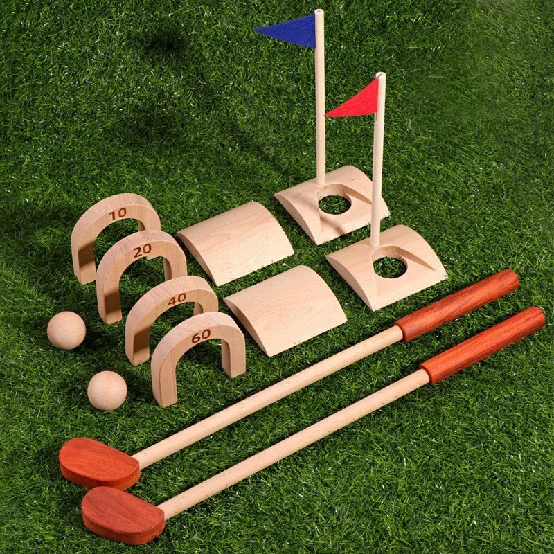 Children Golf Ball Set Wooden Golf Balls Kit Kids Outdoor Sports Game Toy Simulation Golfing Training Toys Multiple Ways To Play