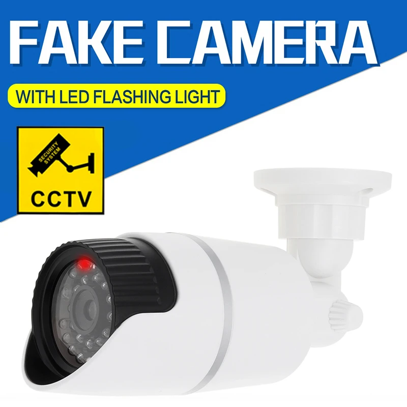 Simulation Dummy CCTV Security Monitor Camera Fake Outdoor Indoor Waterproof Home Security Camera with LED Flashing Light