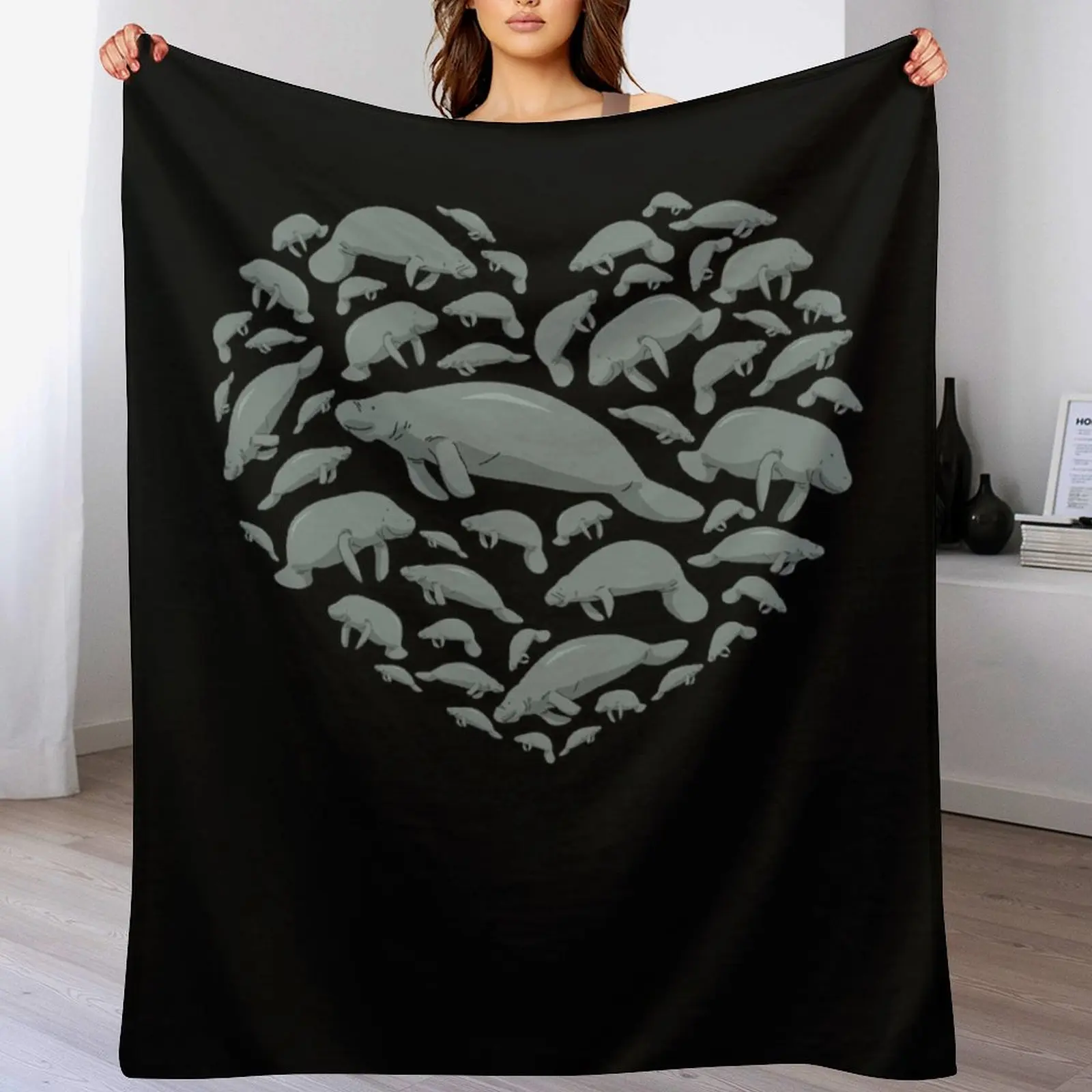 I Love Manatees Shirt Women Manatee Gift Men Floaty Potato Throw Blanket Cute Plaid Winter beds Personalized Gift Blankets