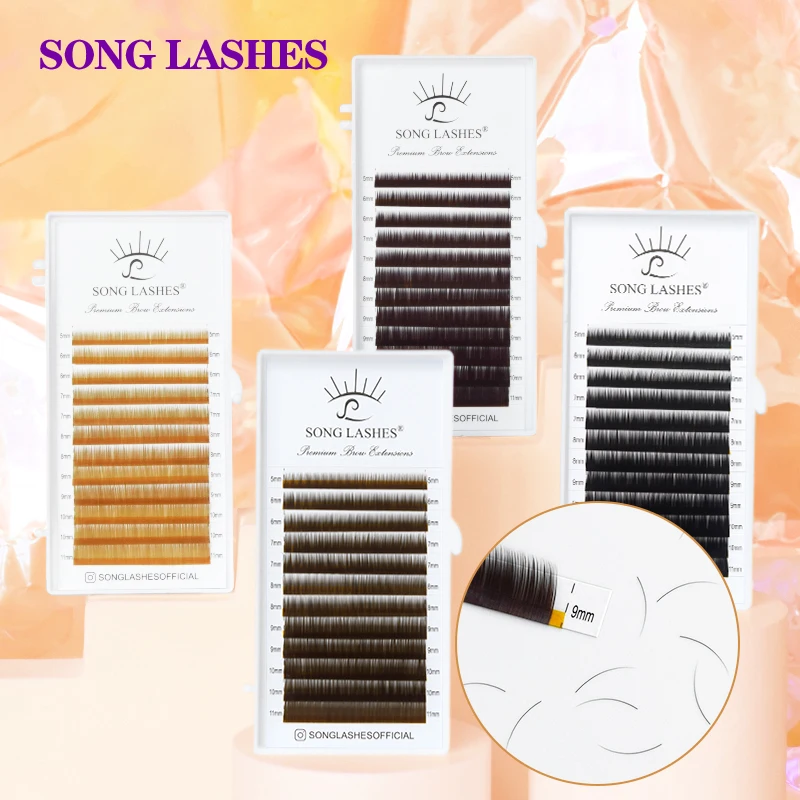 SONG LASHES  High Quality I Curl Eyebrow Extensions Brown/Black/Dark Brown/ Light Brown False Eyebrow 12 lines Per Tray