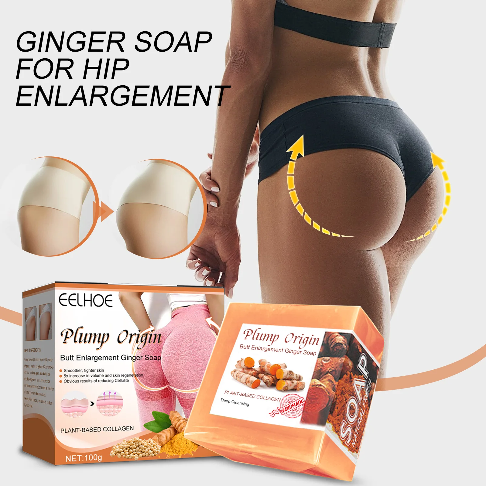 EELHOE Ginger Butt Lifting Soap Moisturizing Butt Lifting Body Shaping Cleansing Soap