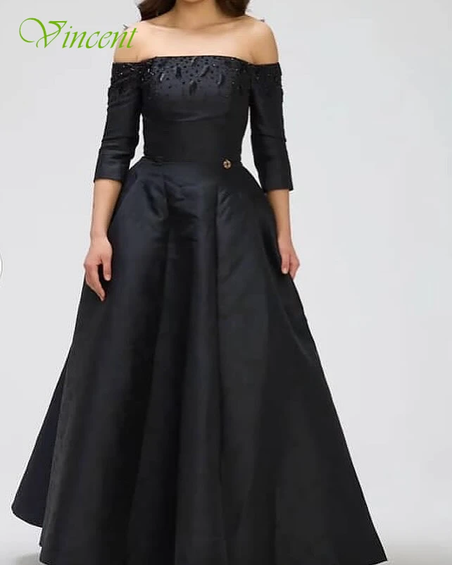 فستان سهرة رسمي أنيق مخصص على شكل حرف A برقبة قارب، فساتين مناسبة مخصصة للحفلات ذات جودة عالية