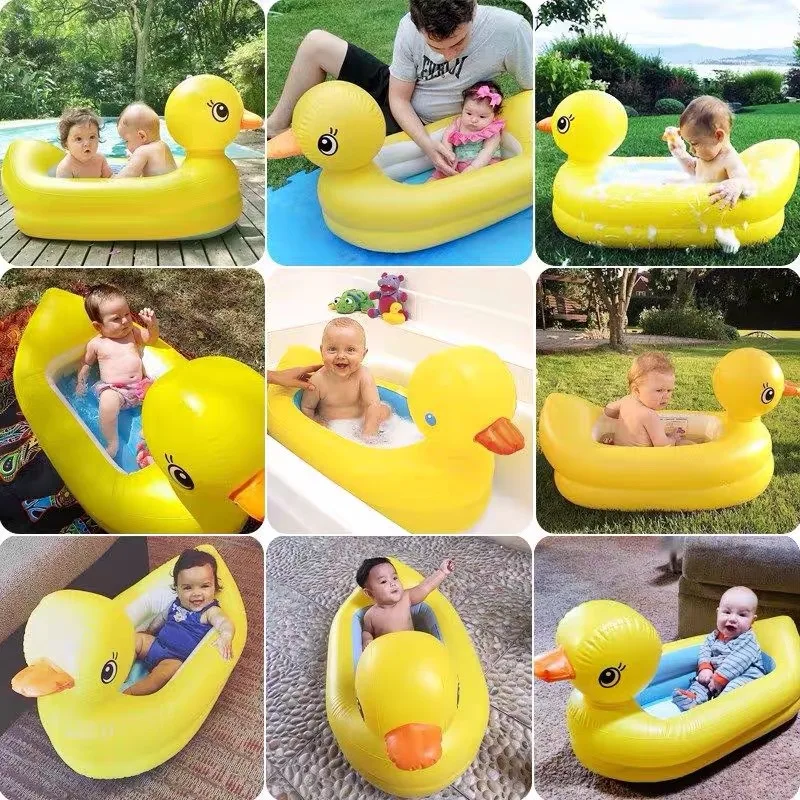 Banheira inflável de pato, piscina para bebês, pato amarelo, banheira inflável, brinquedos infláveis de verão para crianças