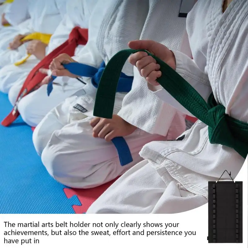 Taekwondo Belt Display Karate Belt Display Rack 12 Belts Hang Rack Wall Mounted Karate Belt Display Martial Arts Belts Organizer