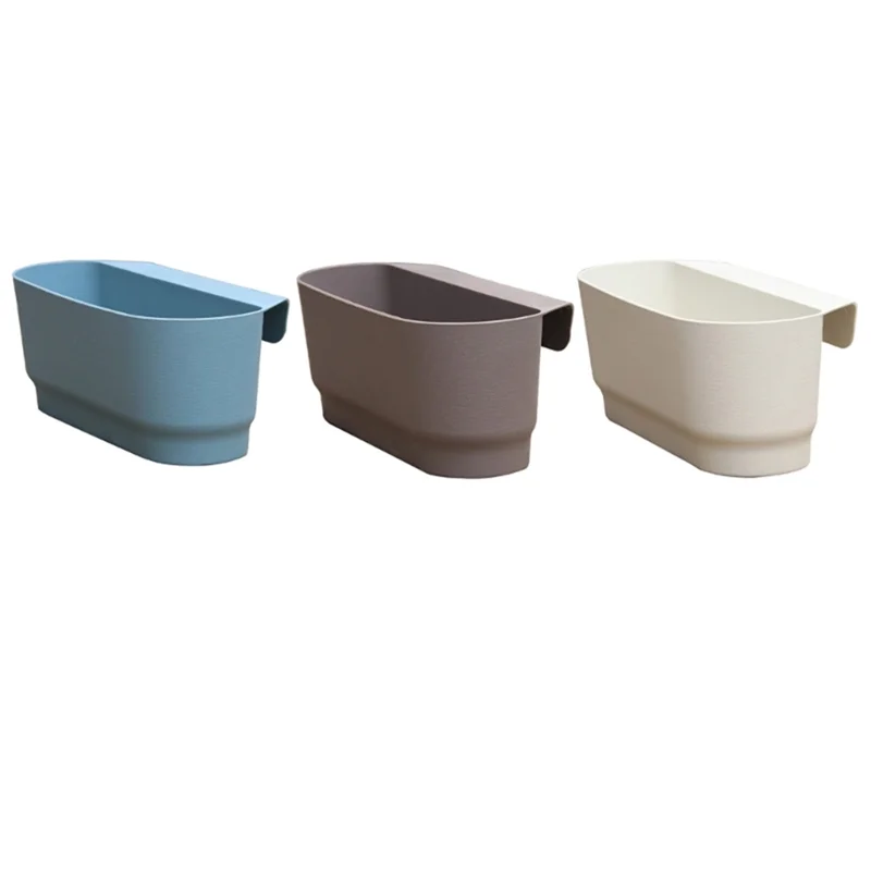 A67P-سلال معلقة على الحائط شبه دائرية على شكل زهرة أواني بلاستيكية مناسبة لسياج الشرفة والحديقة والخارجية والداخلية #6