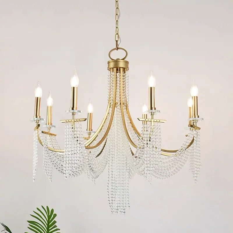 

Art Crystal Chandelier Luxury Retro Hanging Lighting Hotel Lobby European Style Pendant Light for Home Living Room Decor