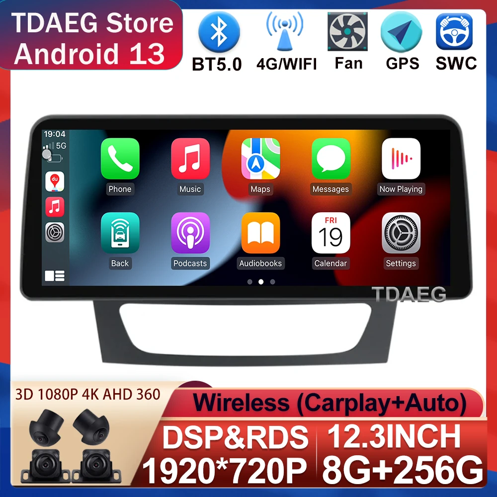 12.3‘’ Car Radio New Android13 for Mercedes Benz E-class W211 E200 E220 E300 E350 E240 E270 GPS RDS Multimedia Player DVR FM DSP