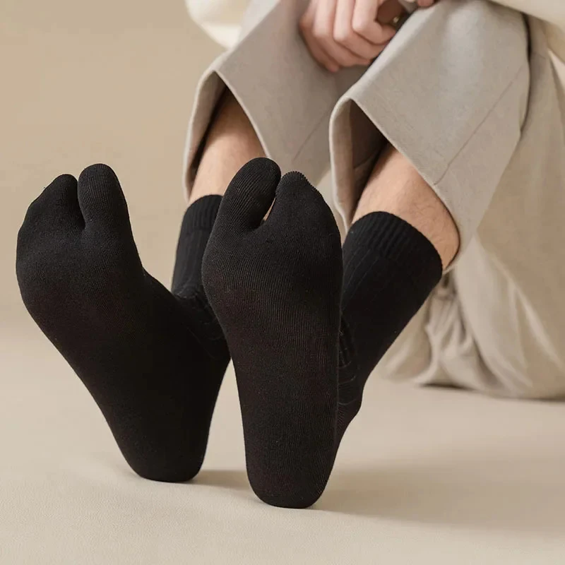 3 Pasang Kaus Kaki Tabi Pria Wanita Kaus Kaki Katun Flip Flop Gaya Jepang Kaus Kaki Dua Jari Mode Solid Kimono Sandal Kaus Kaki Split Toe