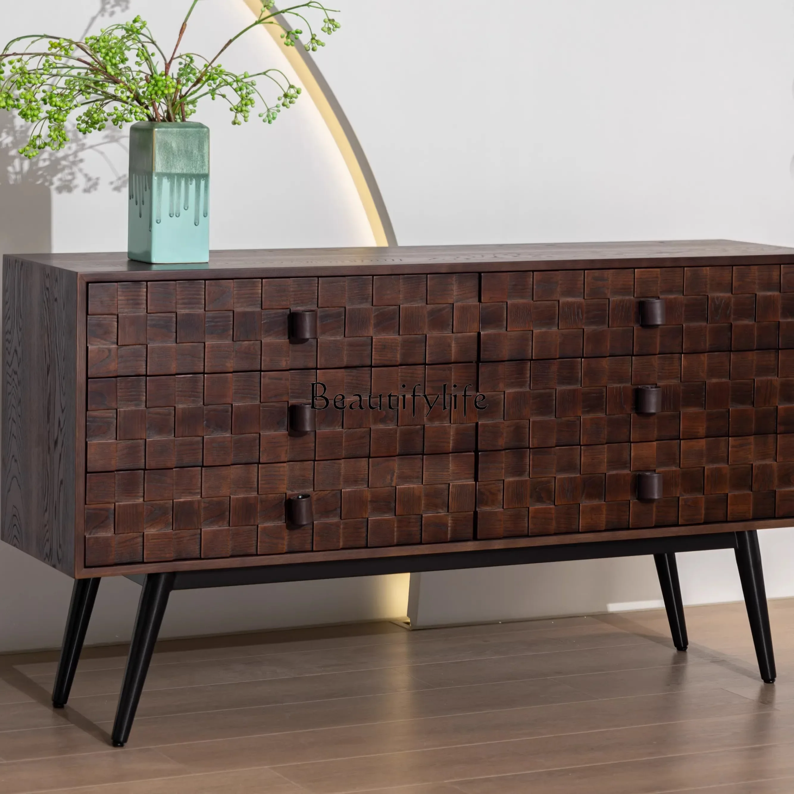 

yj21 Medieval solid wood six-chest cabinet living room bedroom home retro dining side cabinet