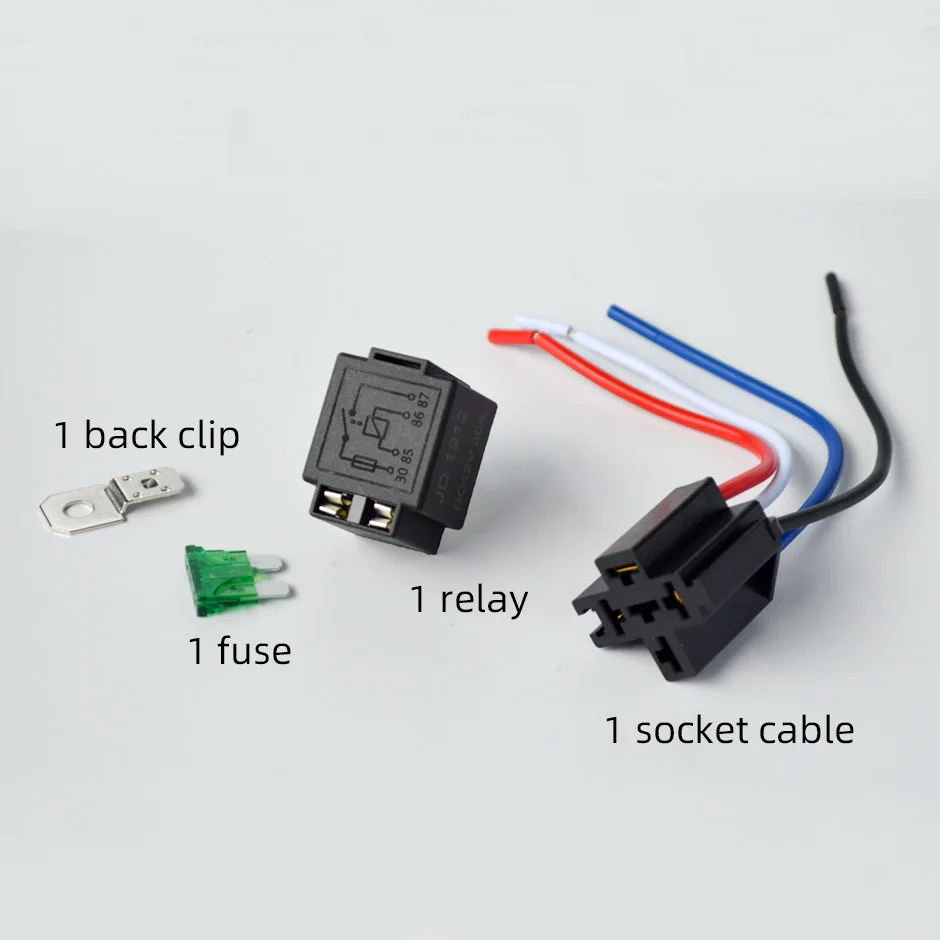 1Set 4-Pin Auto Relais DC Mit Sockel/Drähte/Sicherung 12V 30A Automobil Steuergerät mit Linie Hohe Quanlity – Detail 1