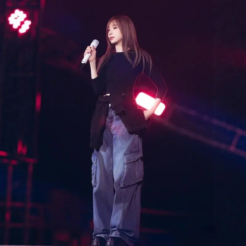 جينز نسائي فضفاض عالي الخصر وواسع الساق ملابس عمل أمريكية Sle ريترو مع كيتس للسيدات كاجوال من قماش الدنيم الأزرق من قماش البولي يوريثان #3