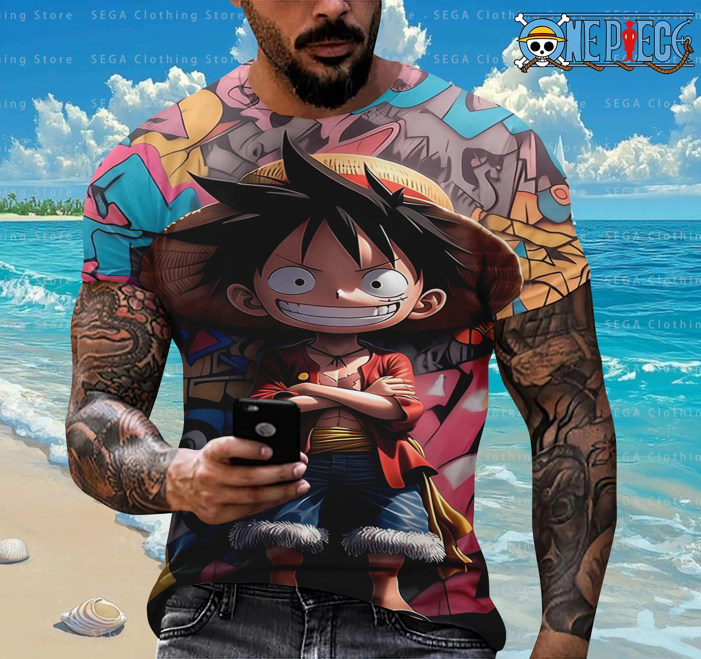 

2025 New Fashion Kid Anime One Piece Luffy T Shirt Boy Clothing Kids Boys Tshirt Children T-shirt Summer Short Sleeve Tops Tees