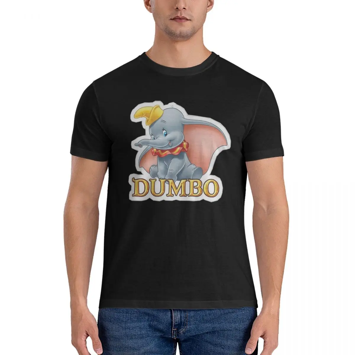 Camiseta Dumbo para homens de algodão plus size camisetas masculinas de manga curta em torno do pescoço roupas de verão tops S-6XL