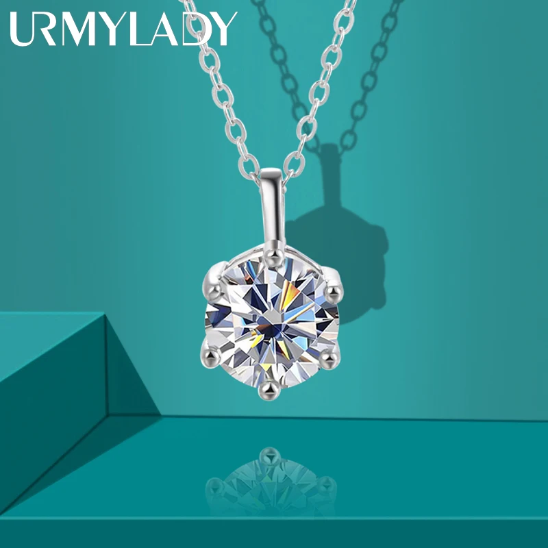 

Real D Color 1 Carat Moissanite Pendant Necklace GRA Certificate for Women Wedding Bridal 100% S925 Sterling Silver Fine Jewelry