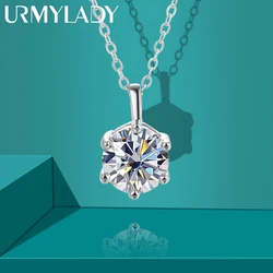 Real D Color 1 Carat Moissanite Pendant Necklace GRA Certificate for Women Wedding Bridal 100% S925 Sterling Silver Fine Jewelry