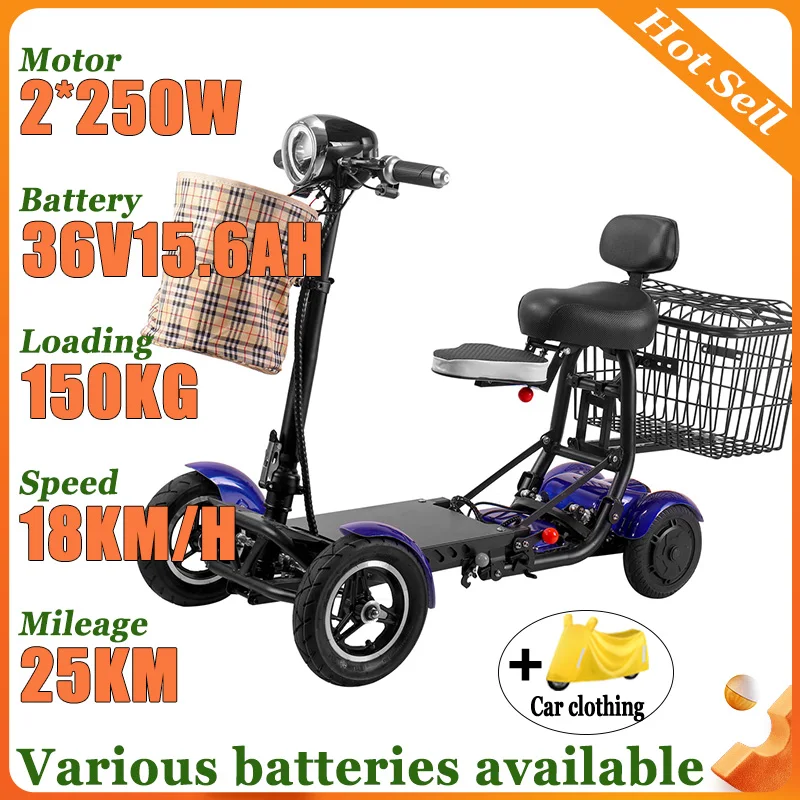 

500W Dual Drive 4wheel Leisure Electric Folding Scooter 36V Removable Lithium Battery Disabled Commuting Adult Electric Scooter