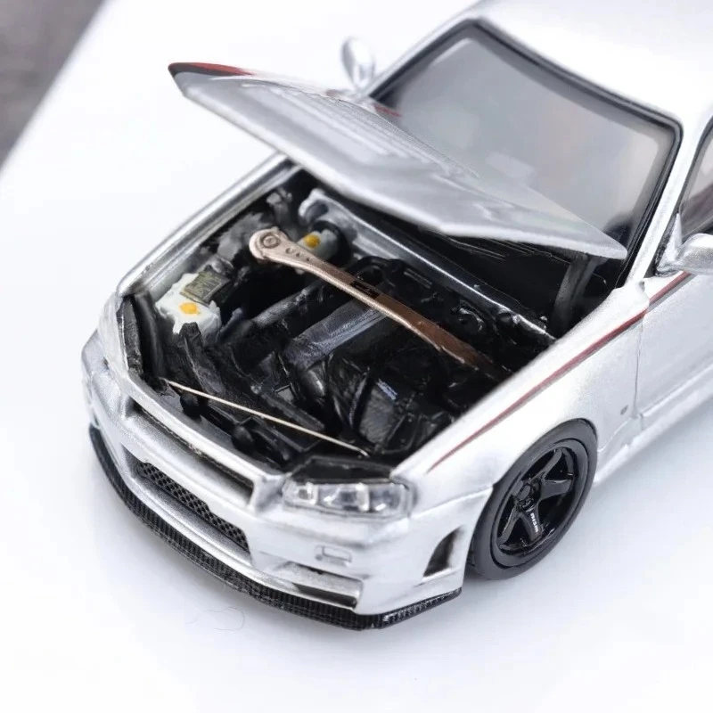 MH 1/64 Skyline GTR R34 APAxpo Metalowy Model Auta Kolekcjonerski Zabawka Prezent na Boże Narodzenie dla Chłopca