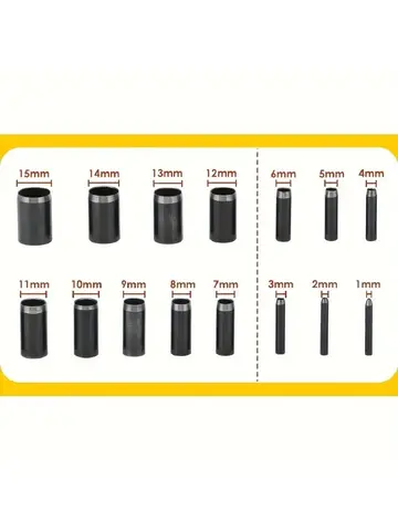 15 Sizes Round Hole Punch(1-15mm), Hollow Punch Cutter Tool Set with Storage Case, Leather Hole Punch, Leather Craft Die Cutter