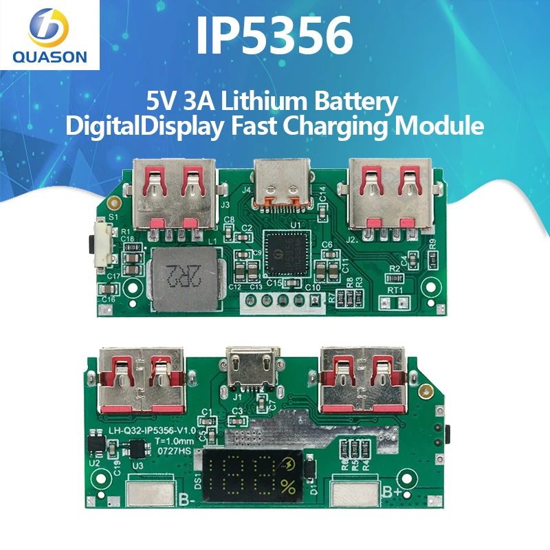 5V 3A Lithium Battery Digital Display Fast Charging Module IP5356 TYPE-C Micro USB QC3.0 2.0 PD3.0 PD2.0/AFC/FCP