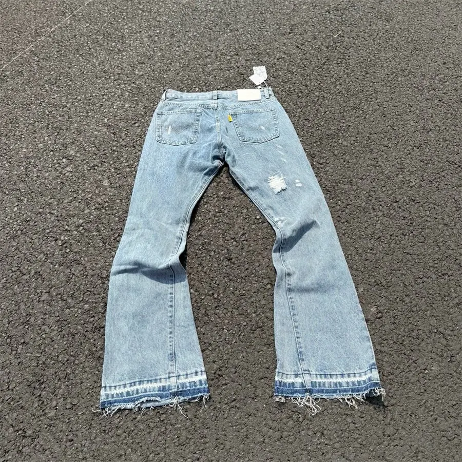 Gallery Dept Splash Ink Destruction Patch Splicing Ripped Street Hip Hop Micro-Flared Jeans