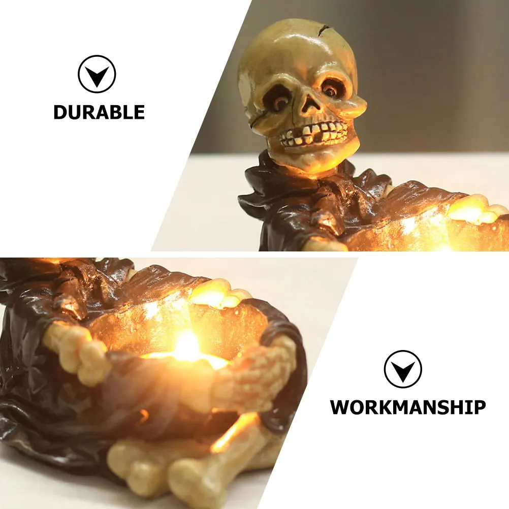 

Statue Candleholder Resin Halloween Decor Flame Man Carved Hand Wax Stand Candles Ashtray Party Supplies
