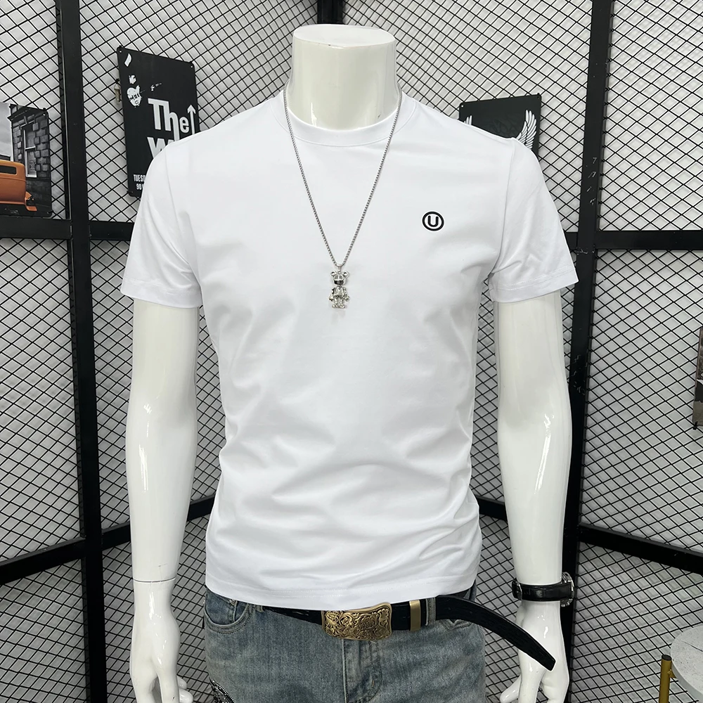 

Мужская нейтральная минималистичная футболка с буквами U, простые однотонные повседневные футболки, летняя хлопковая мужская одежда высокого качества