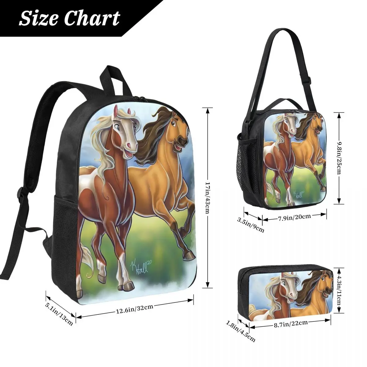 Spirit And Rain Backpack Boys Girls BookBag School Bag Laptop Shoulder Bags 3ps Insulated Lunch Bag Pencil Case