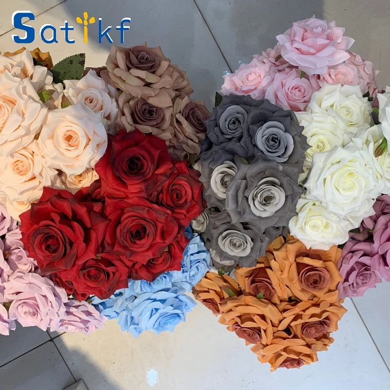 1 Bunch 9 Heads Diamond Roses Artificial Flower Holding Bouquets Party Wedding Scene Display Room Home Decor Fake Floral Gifts