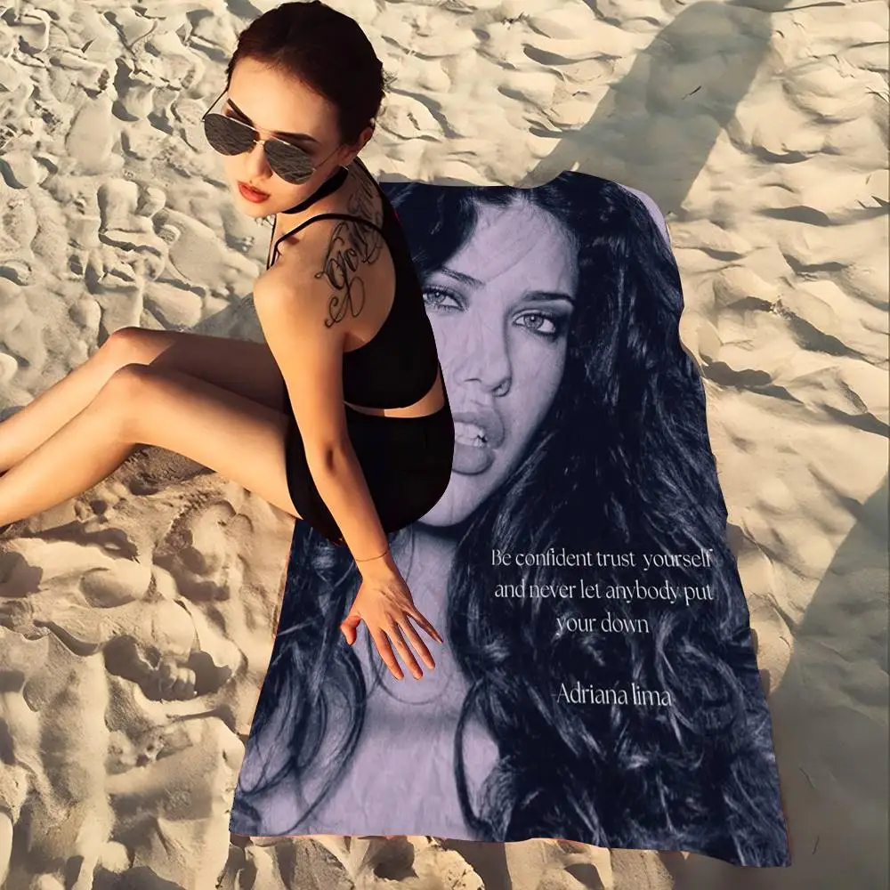 Supermodels Adriana Secret Lima Anime Beach Swimming Towel Soft Absorbent Washcloth Children's Gifts For Kids Travel Camping