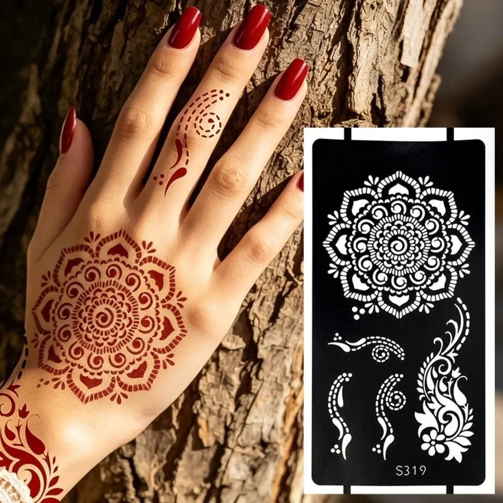 Mehndi Stickers Henna Tattoo Stencil Stickers Legs Arm Lace Fake Tattoo Temporary Tattoo Template India Flower Wedding Tool