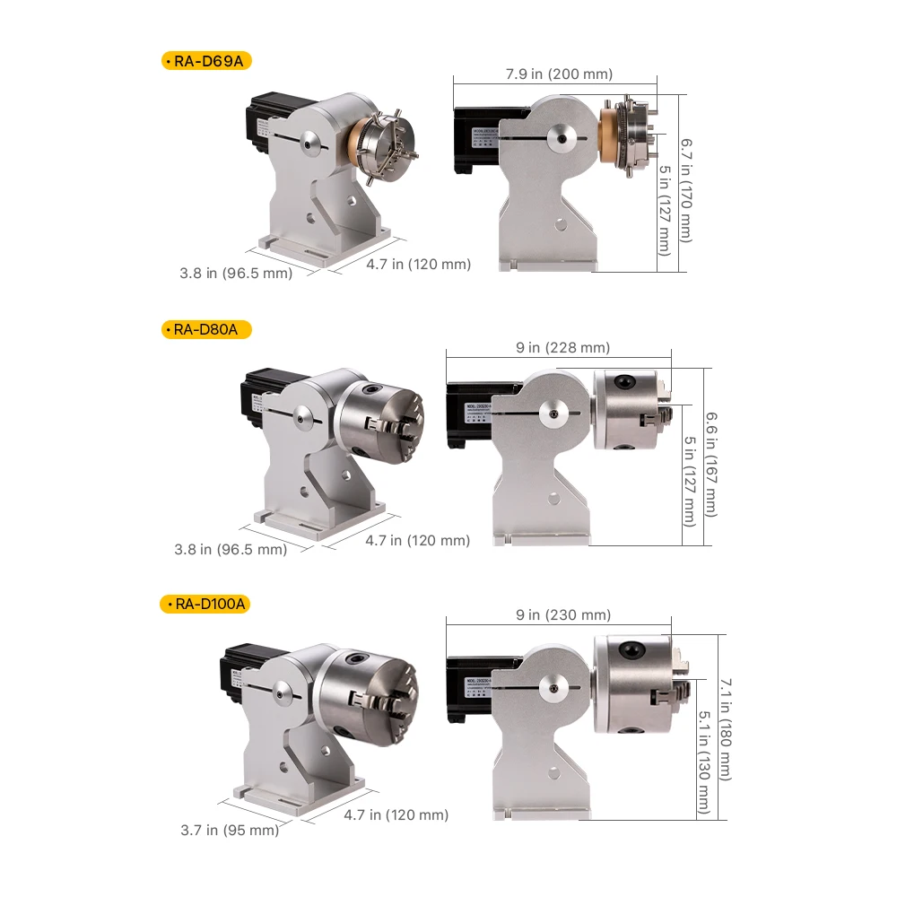 Imagem -03 - Ultrarayc Rotary Anexo Dia Dispositivo Fixture Gripper Gripper Três Chuck Rotary Worktable Marcação a Laser Máquina de Peças 69 mm 80 mm 100 mm