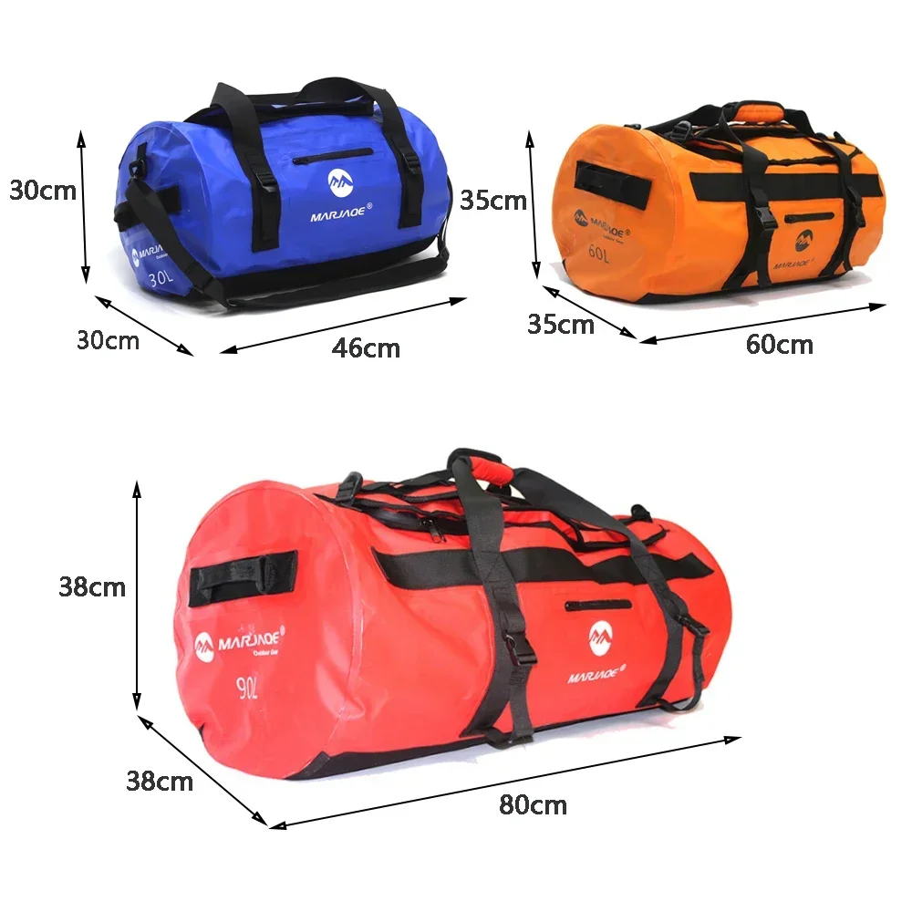 Travel Outdoor Dry Luggage Roll Pack Bag Motorcycle Waterproof Tail Bag 30L/60L/90L Motorbike Luggage Backpack Motorcycle Seat